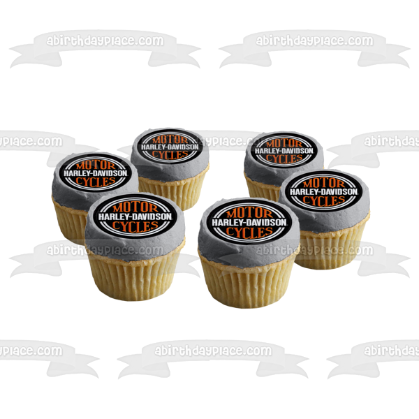 Harley-Davidson Motor Cycles Logo Patch Edible Cake Topper Image ABPID10952