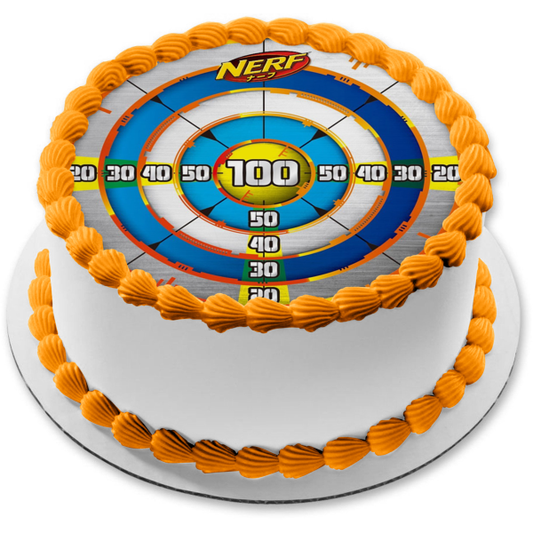 Imagen comestible para decoración de tarta con el logotipo del tablero de objetivos NERF ABPID11265 