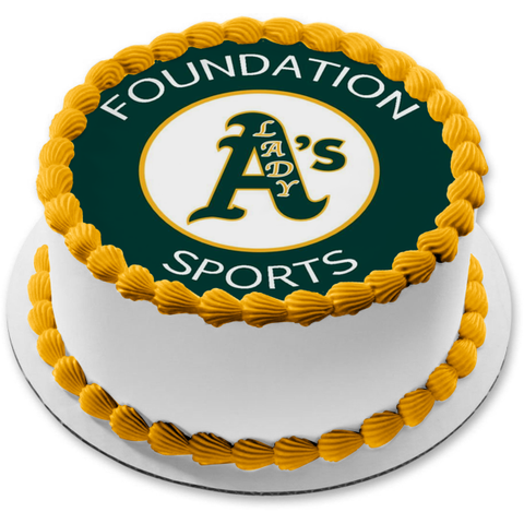 Oakland Athletics Ladies Logo Edible Cake Topper Image ABPID11308