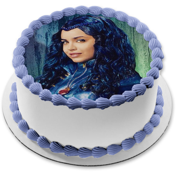 Disney Descendants Evie Blue Background Edible Cake Topper Image ABPID11948