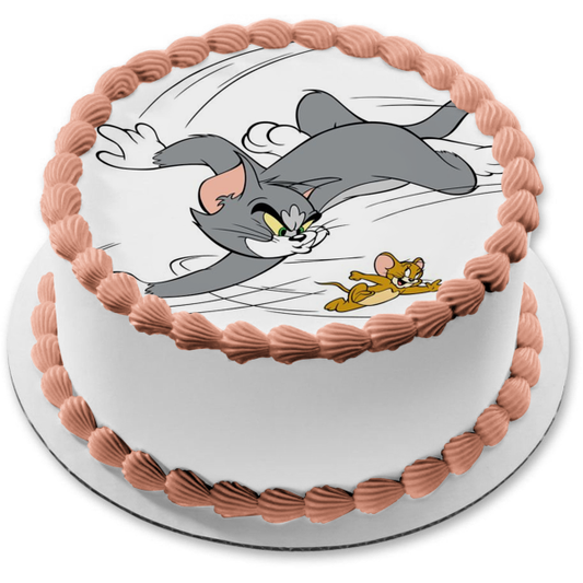 Tom and Jerry Tom Chasing Jerry Edible Cake Topper Image ABPID12023