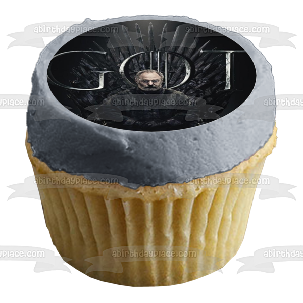 Game of Thrones Davos Iron Throne Black Background Edible Cake Topper Image ABPID27535