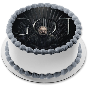 Game of Thrones Davos Iron Throne Black Background Edible Cake Topper Image ABPID27535