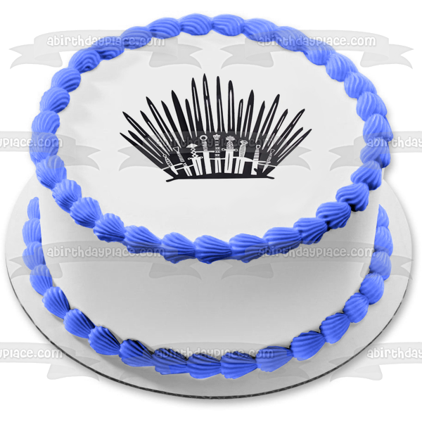 Game of Thrones Iron Throne Swords Silhouette Edible Cake Topper Image ABPID27581