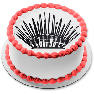 Game of Thrones Iron Throne Swords Silhouette Edible Cake Topper Image ABPID27581