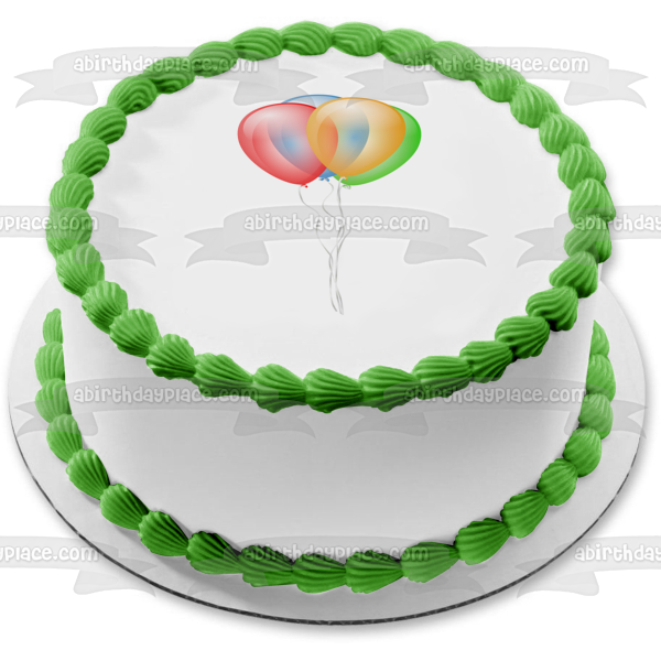Balloons Red Orange Blue Green Edible Cake Topper Image ABPID27584