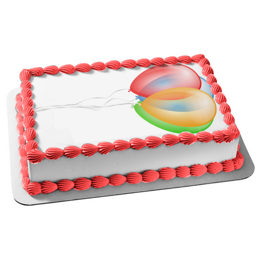 Balloons Red Orange Blue Green Edible Cake Topper Image ABPID27584