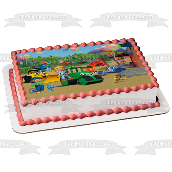 Bob the Builder Birthday Party Scoop Muck Lofty Roley Wendy Sumsy Presents Balloons Edible Cake Topper Image ABPID27587