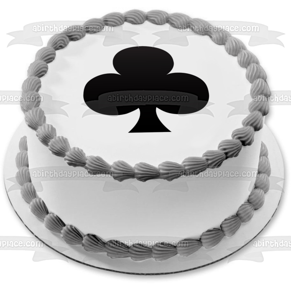 Playing Card Suit Black Club Edible Cake Topper Image ABPID27611