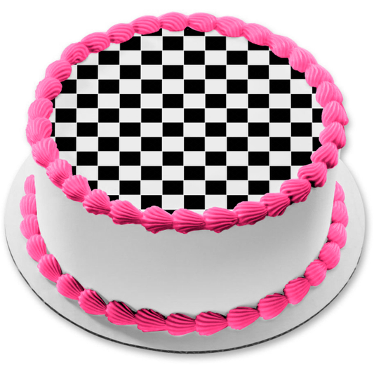 Hot Wheels Checkered Background Edible Cake Topper Image ABPID12112