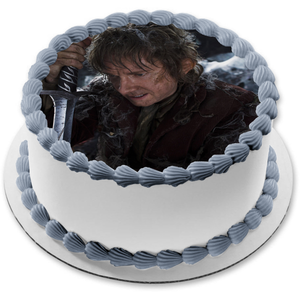 The Hobbit The Desolation of Smaug Bilbo Baggins Sword Edible Cake Topper Image ABPID12240