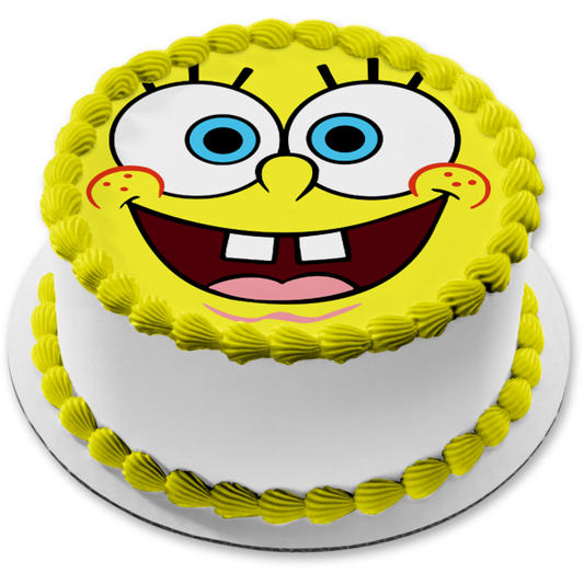 SpongeBob SquarePants Circle Face Edible Cake Topper Image ABPID12433