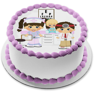 Cartoon Nurse Baby Doctor Stethescope Edible Cake Topper Image ABPID12464