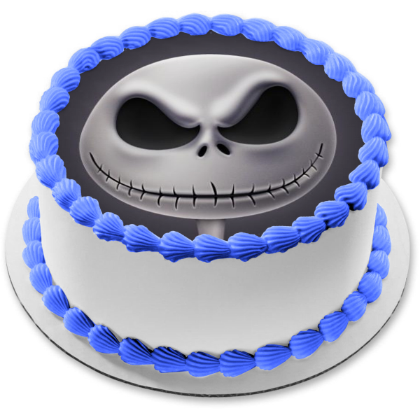 Nightmare Before Christmas Jack Skellington Face Edible Cake Topper Image ABPID12483