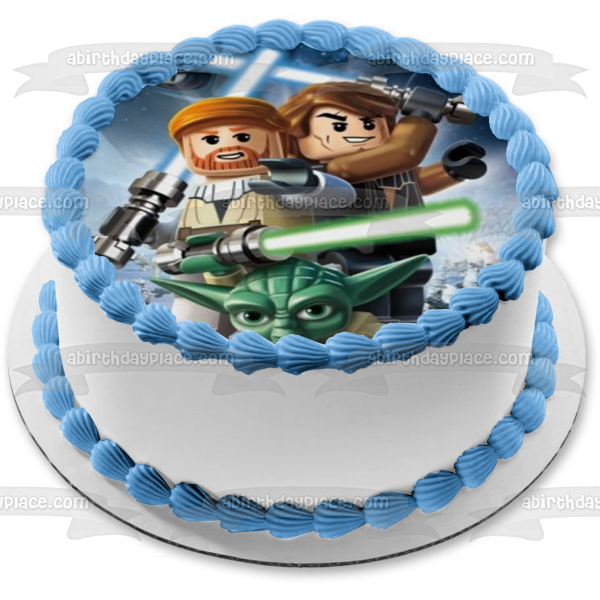 LEGO Star Wars Obi-Wan Kenobi Anakin Skywalker Edible Cake Topper Image ABPID12680