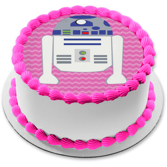 Star Wars R2-D2 Pink Background Edible Cake Topper Image ABPID12706
