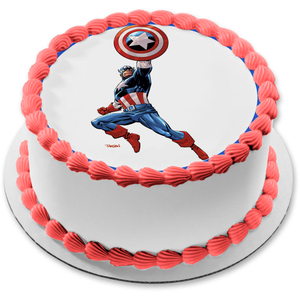 Marvel Avengers Comic Book Captain America Sheild Edible Cake Topper Image ABPID12763