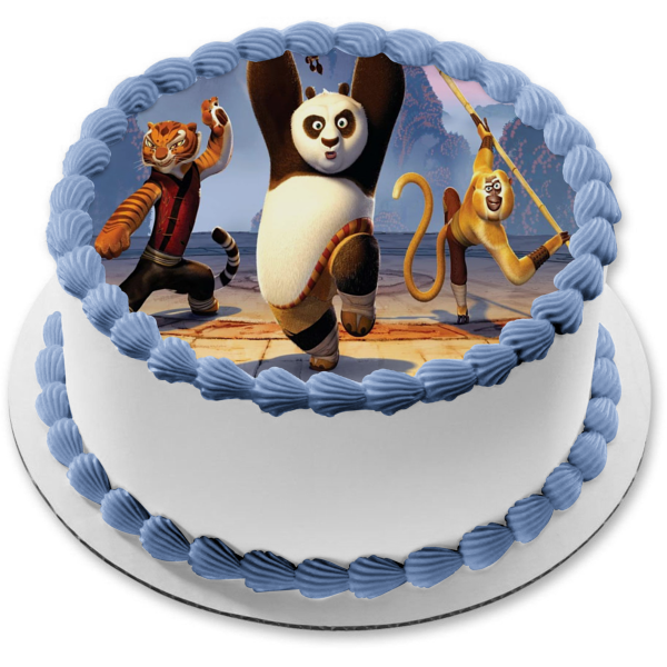 Kung Fu Panda Po Tigress Monkey Karate Stance Edible Cake Topper Image ABPID12806
