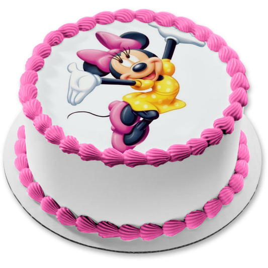 Decoración comestible para tarta de Walt Disney Minnie Mouse saltando imagen ABPID12857 