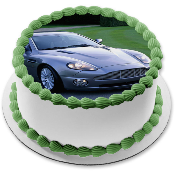 Aston Martin New super car Personalised Edible Cake Topper Round Icing