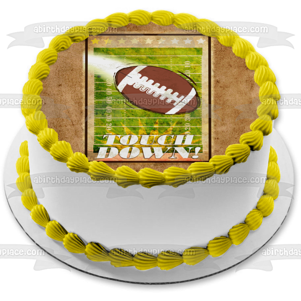 Sports Football Touch Down Football Field Stars Edible Cake Topper Image ABPID13448