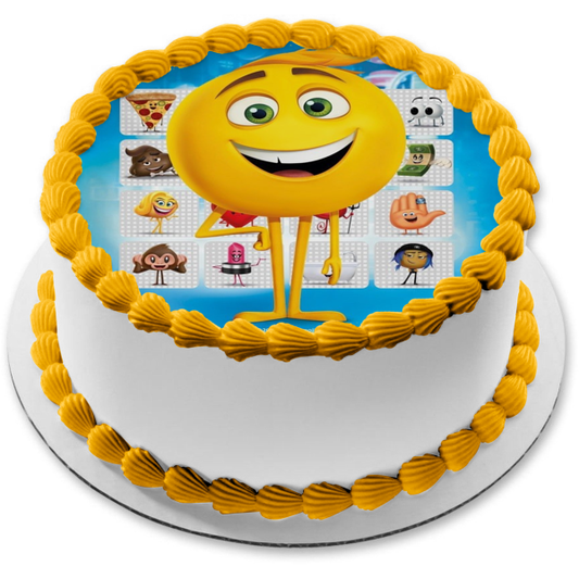 The Emoji Movie Assorted Emojis Poo Pizza Gene Jailbreak Hi-5 Mary Meh Edible Cake Topper Image ABPID21783