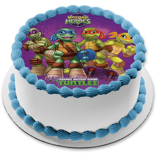 Teenage Mutant Ninja Turtlesl Donatello Michaelangelo Leonardo Raphael Tmnt Half-Shell Heroes Edible Cake Topper Image ABPID21792