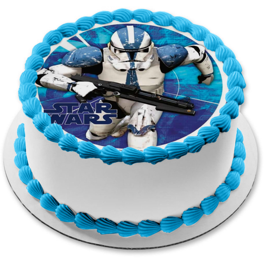 Star Wars Storm Trooper Blue Background Edible Cake Topper Image ABPID22025