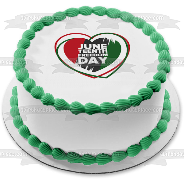 Juneteenth Freedom Day Heart Edible Cake Topper Image ABPID54096