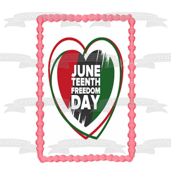 Juneteenth Freedom Day Heart Edible Cake Topper Image ABPID54096