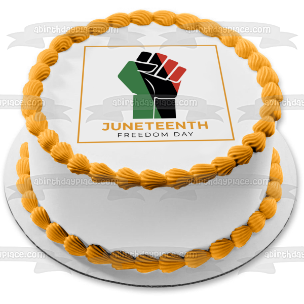 Juneteenth Freedom Day Colorful Fist Edible Cake Topper Image ABPID54104