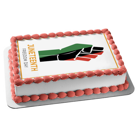 Juneteenth Freedom Day Colorful Fist Edible Cake Topper Image ABPID54104