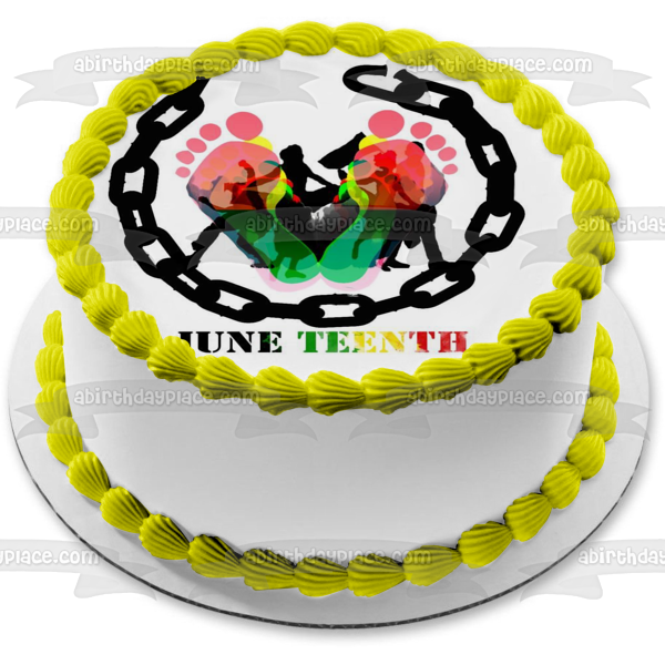 Juneteenth Freedom Day Broken Chain People Dancing Edible Cake Topper Image ABPID54097