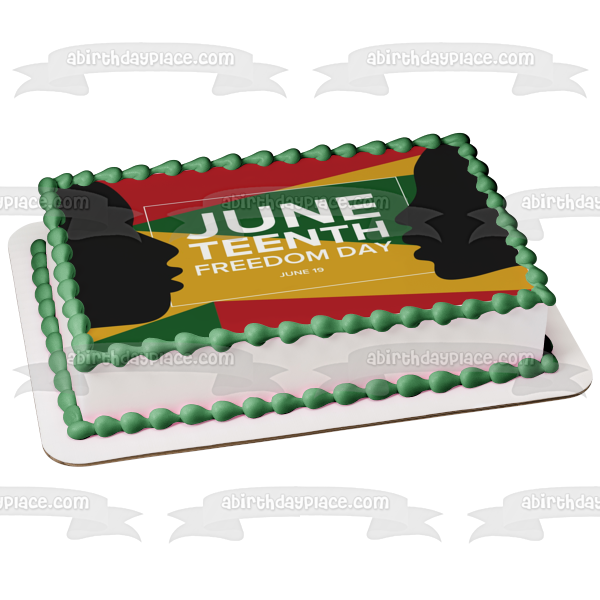 Juneteenth Freedom Day June 19th Face Silhouettes Edible Cake Topper Image ABPID54101