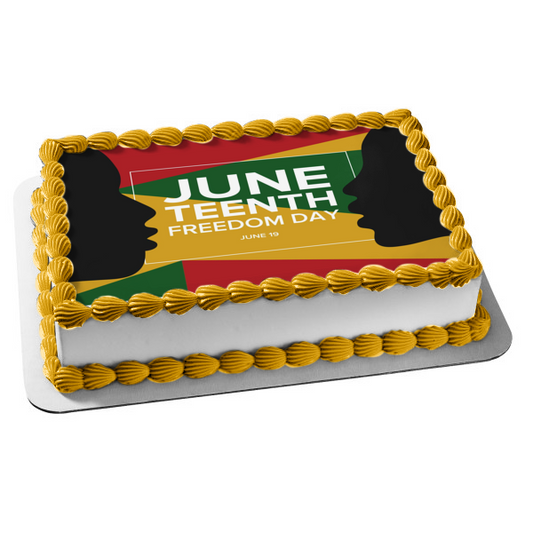 Juneteenth Freedom Day June 19th Face Silhouettes Edible Cake Topper Image ABPID54101