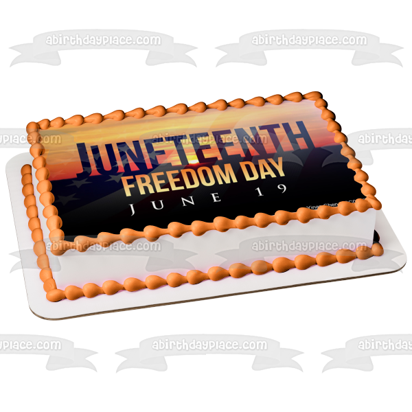 Juneteenth Freedom Day June 19th American Flag Edible Cake Topper Image ABPID54102