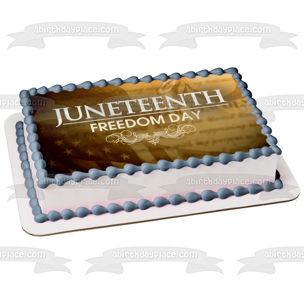 Juneteenth Freedom Day American Flag Edible Cake Topper Image ABPID54103