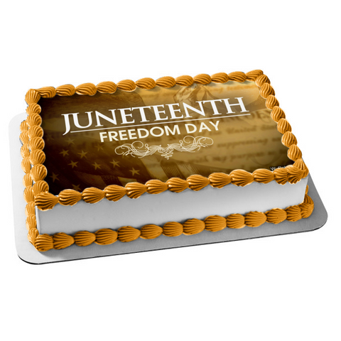 Juneteenth Freedom Day American Flag Edible Cake Topper Image ABPID54103