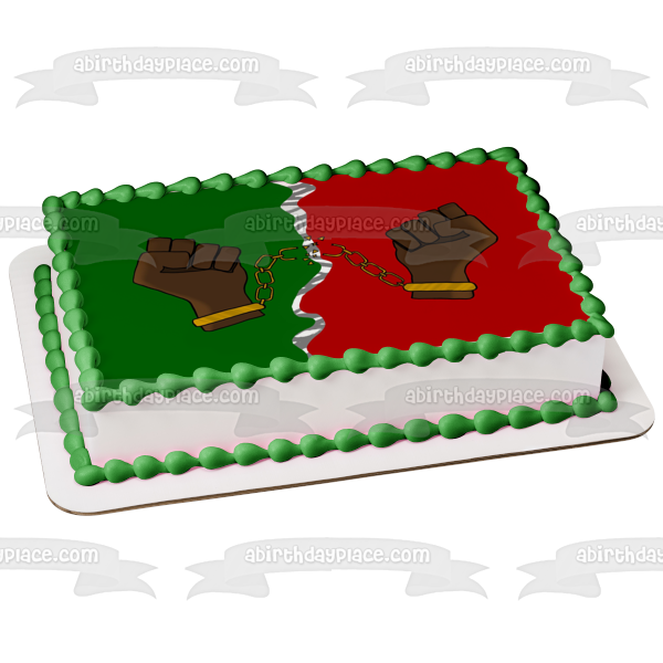 Juneteenth Freedom Day Fists with Broken Chains Edible Cake Topper Image ABPID54112