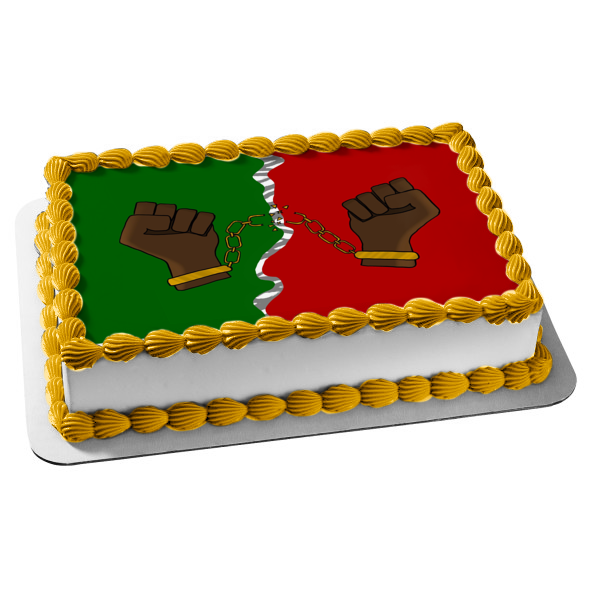 Juneteenth Freedom Day Fists with Broken Chains Edible Cake Topper Image ABPID54112