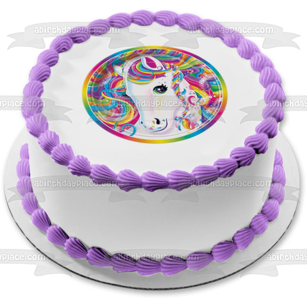 Unicorn Rainbow Hair Edible Cake Topper Image ABPID22036