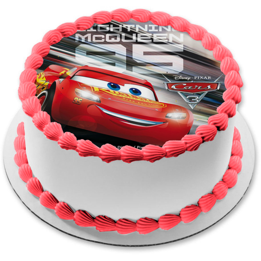 Adorno comestible para tarta de Disney Cars 3, Rayo McQueen Racing, imagen ABPID22109 