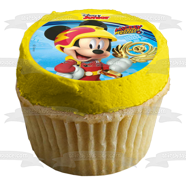Disney Junior Mickey Mouse and the Roadster Racers Gold Trophy Edible Cake Topper Image ABPID21918