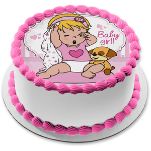 Baby Girl Baby Shower Stars Blanket Stuffed Puppy Edible Cake Topper I – A  Birthday Place