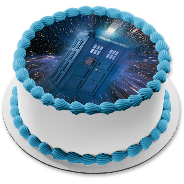Doctor Who Tardis Time Traveling Machine Outer Space Edible Cake Topper Image ABPID24310