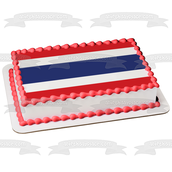 Flag of Thailand Red White Blue Stripes Edible Cake Topper Image ABPID27750