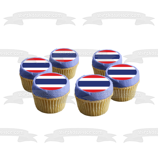 Flag of Thailand Red White Blue Stripes Edible Cake Topper Image ABPID27750