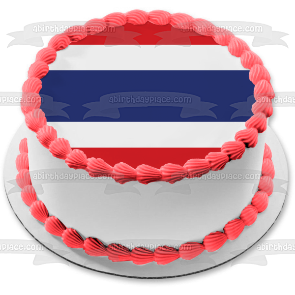 Flag of Thailand Red White Blue Stripes Edible Cake Topper Image ABPID27750