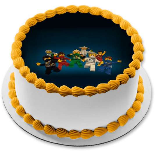 LEGO Ninjago Masters of Spinjitzu Red Ranger Blue Ranger Black Ranger Green Ranger Master Wu Edible Cake Topper Image ABPID27775
