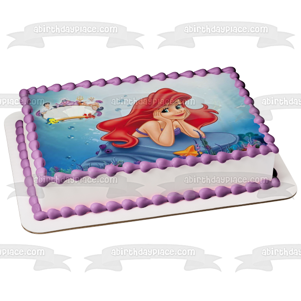 Disney the Little Mermaid Flounder Sebastian Ariel Ursula Prince Eric King Triton Edible Cake Topper Image ABPID27659